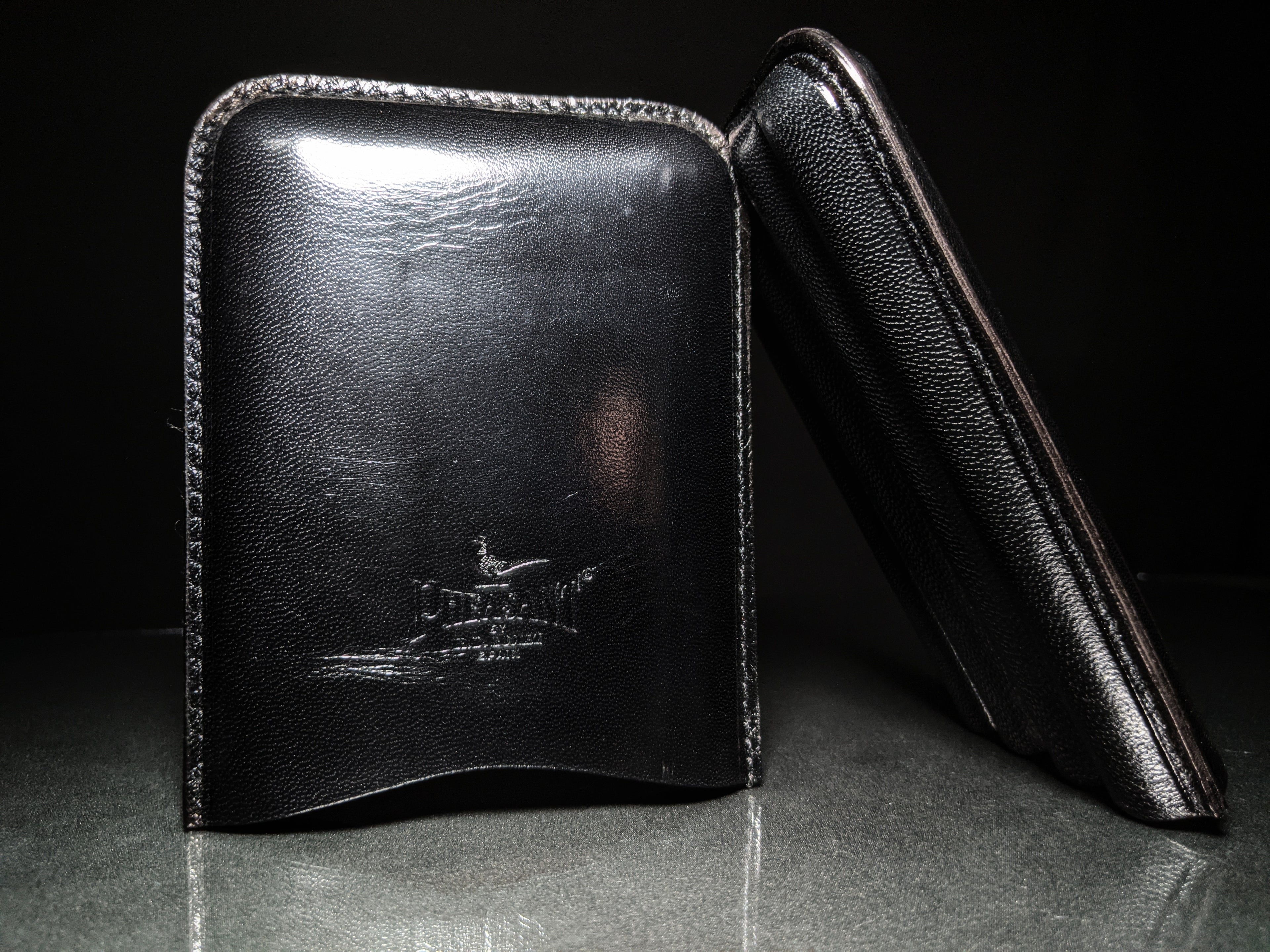 Pheasant Black Cabra Leather Cigar Holder Case