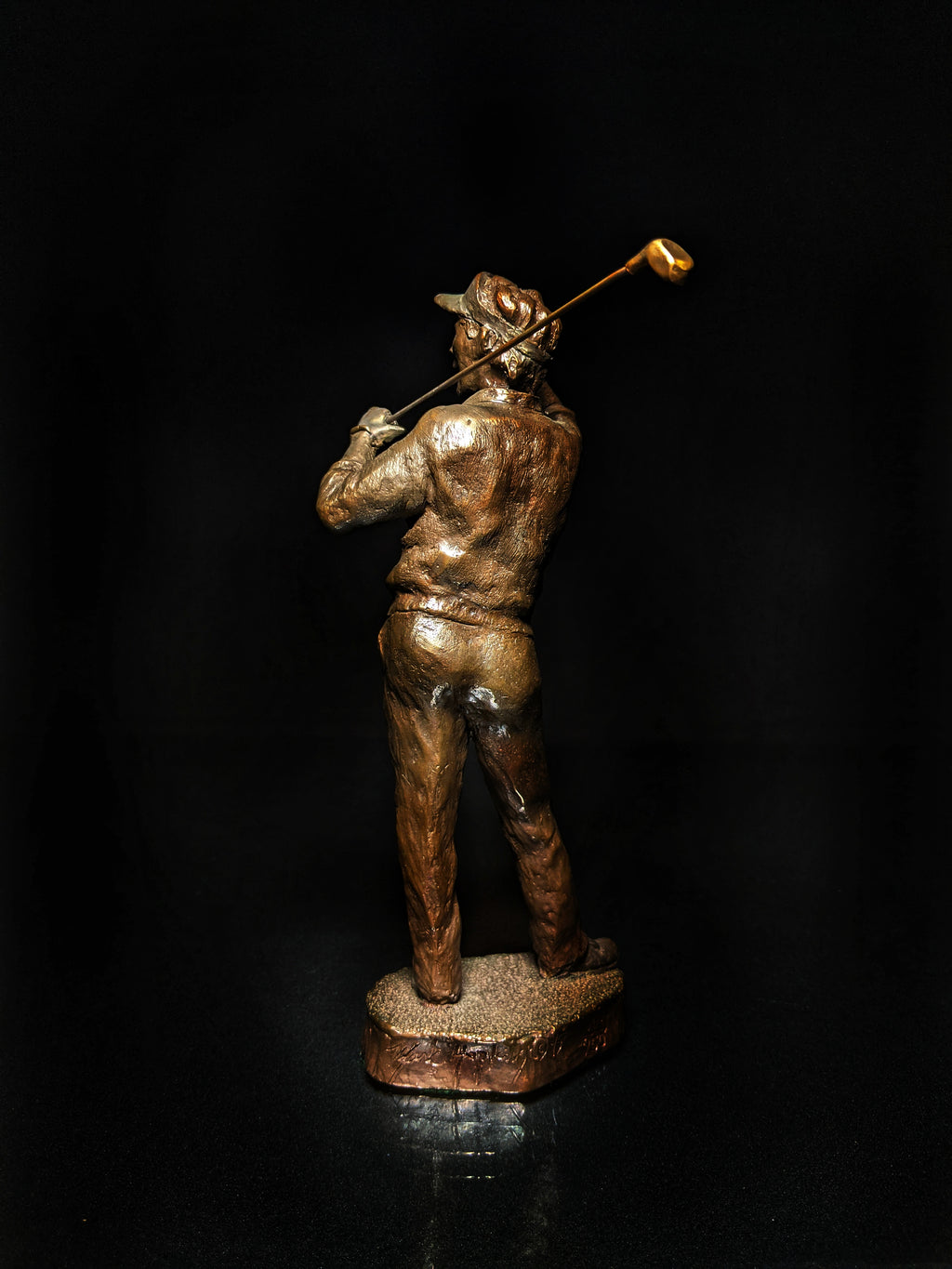 Mark Hopkins Bronze Golf Series Sculpture called " Down the Middle  " Made in USA