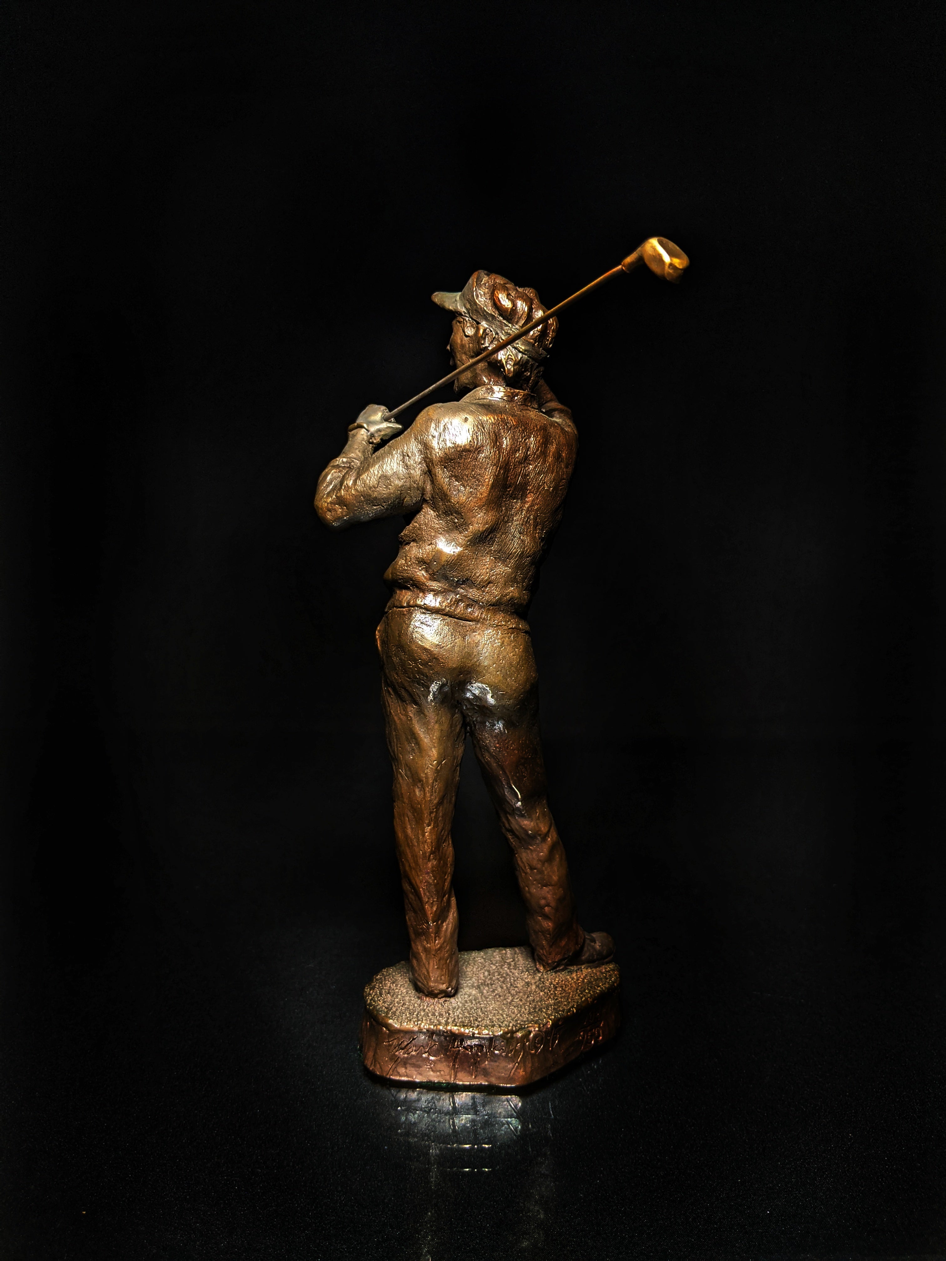 Mark Hopkins Bronze Golf Series Sculpture called " Down the Middle  " Made in USA