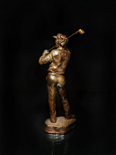 Mark Hopkins Bronze Golf Series Sculpture called " Down the Middle  " Made in USA