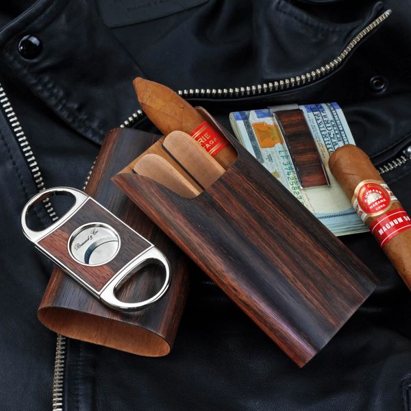 Brizard and Co. The "Show Band" 3 Cigar Case - Macassar Ebony