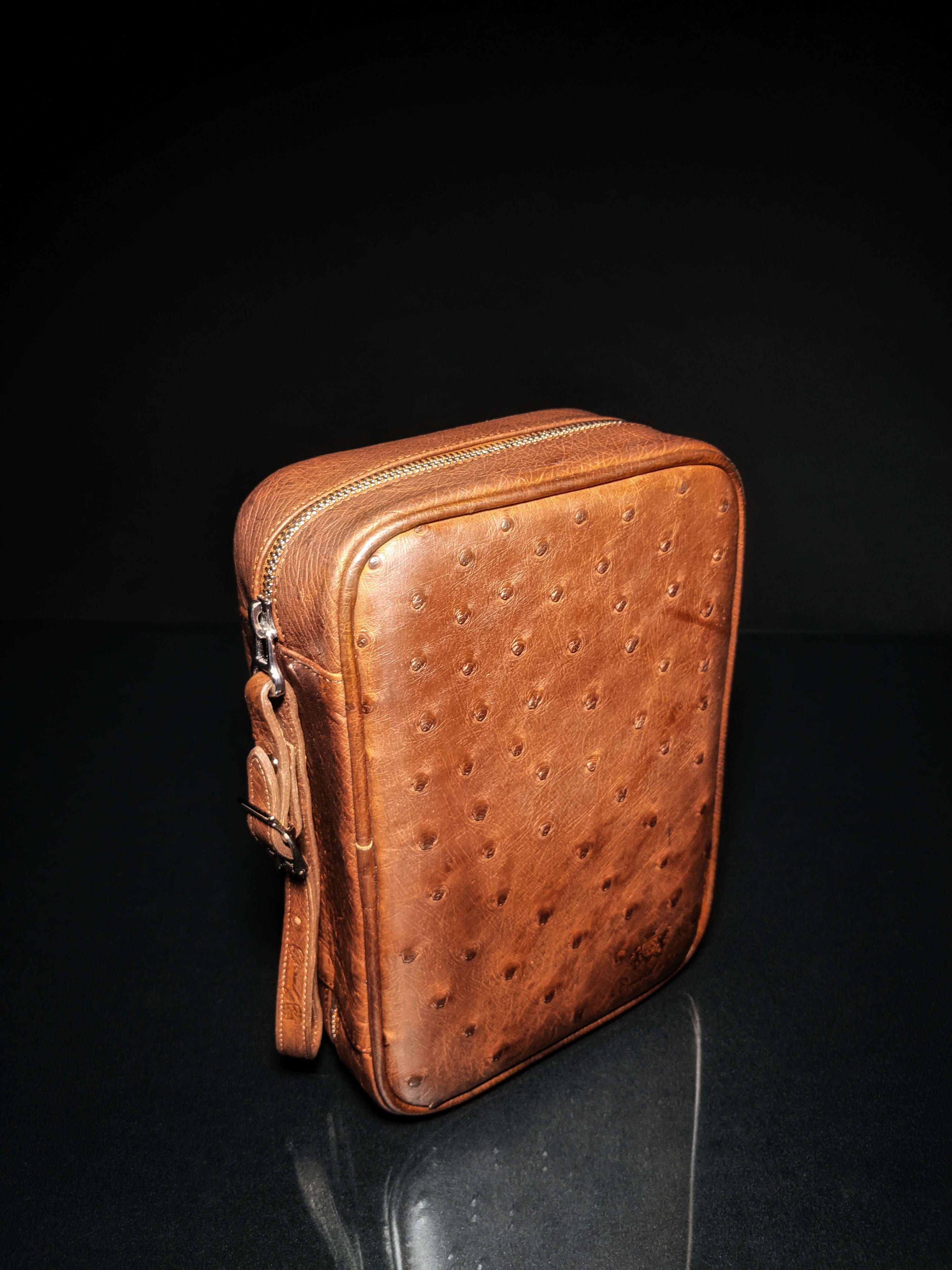 Brizard and Co Havana Traveler in Genuine Saddle Ostrich with Cutter and Lighter