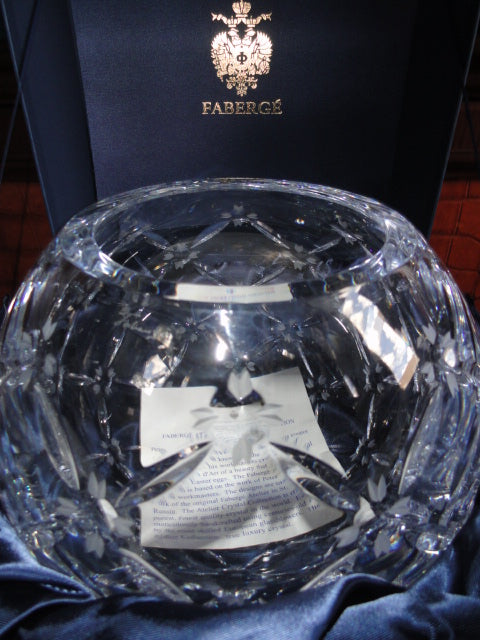 Faberge Pine Cone Crystal Rose Bowl in the original box