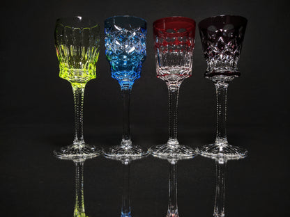 Faberge Colored Crystal  Cordial Glasses