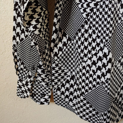 John Lennon | Men's Black and White Patterned Longsleeve Buttondown Casual Shirt