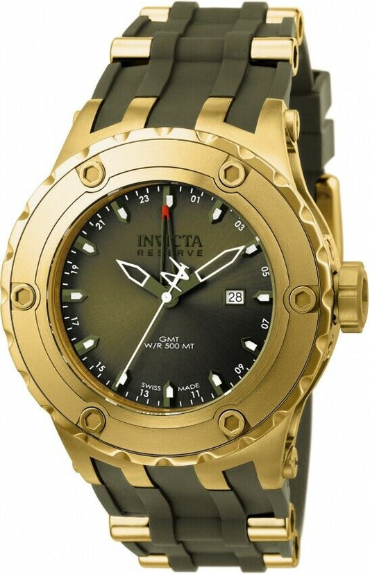 Invicta Men's 12039 Subaqua Reserve GMT Olive Dial Olive Rubber Watch