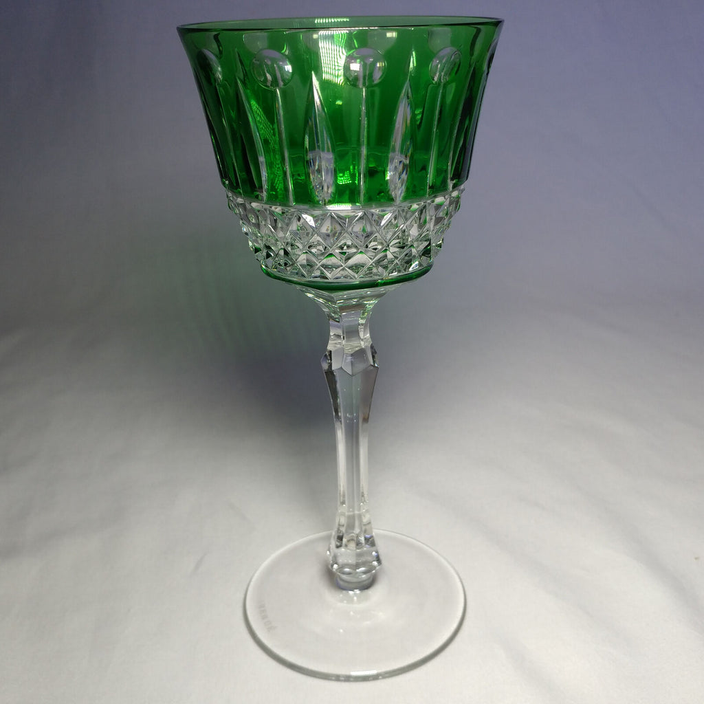 Faberge Xenia  Emerald Green Cut to Clear Crystal Glass Signed