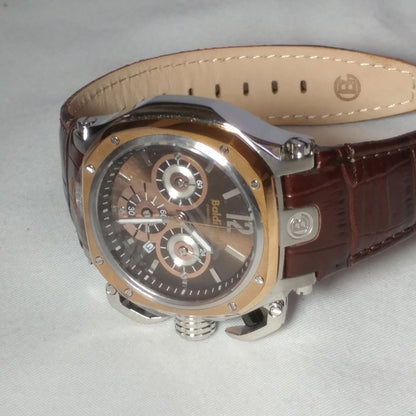 Baldinini | Men's Chronograph Leather Brown/Rose Gold Classy Watch | BD-34