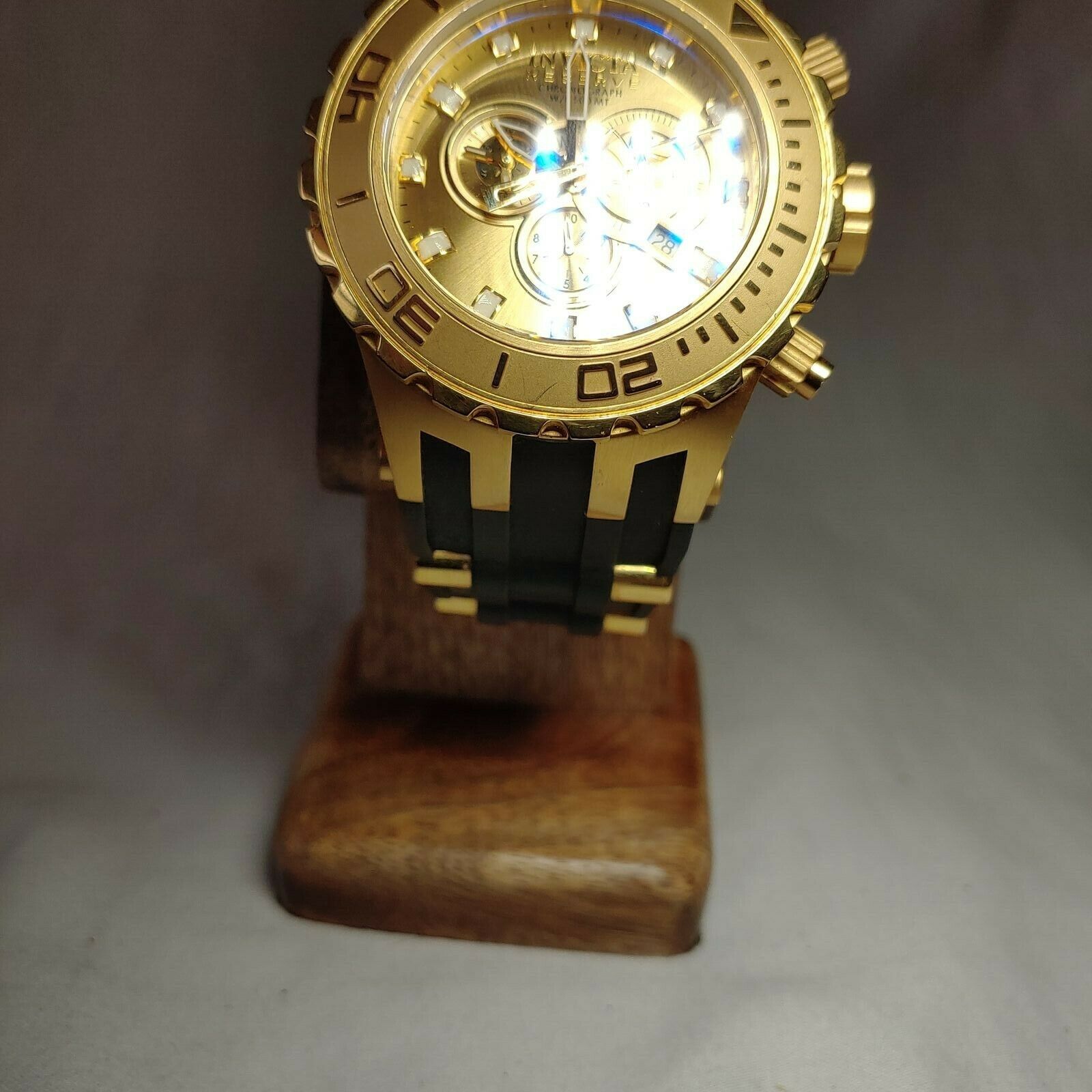 INVICTA SUBAQUA SPECIALTY MENS QUARTZ 52MM GOLD CASE STAINLESS STEEL DIAL