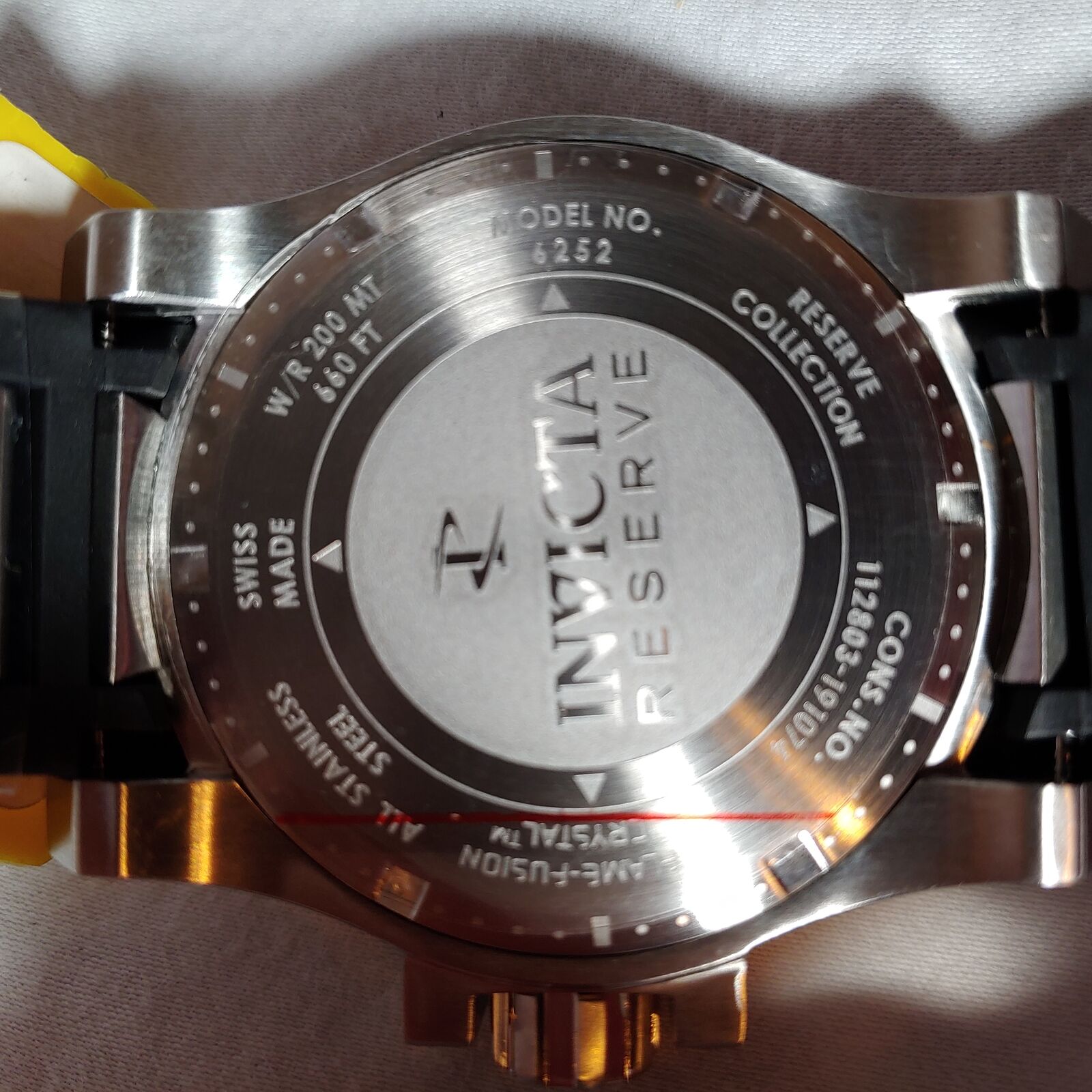 Invicta Stainless Steel Reserve Excursion Black Rubber Strap 6252