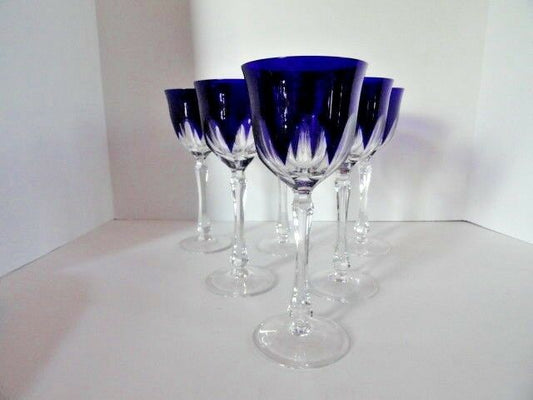 Faberge regency goblets in cobalt  blue crystal