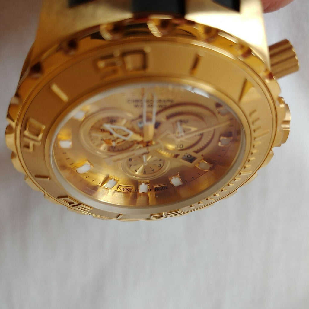 INVICTA SUBAQUA SPECIALTY MENS QUARTZ 52MM GOLD CASE STAINLESS STEEL DIAL