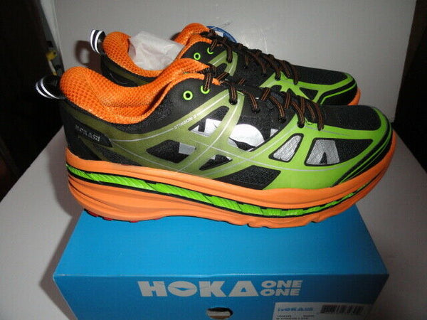Hoka One One Mens Stinson 3 ATR Shoes 1008326 Bright Green / Persimmon 12.5