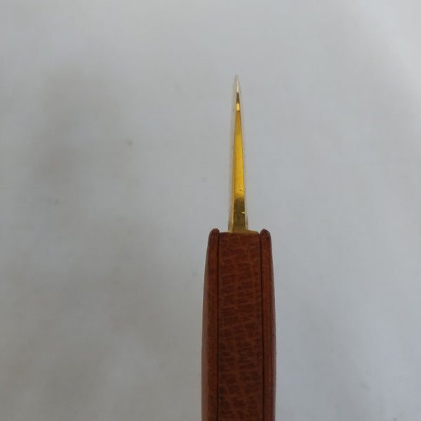 BROWN LEATHER HANDLE CIGAR CUTTER DONATUS SOLINGEN GERMANY