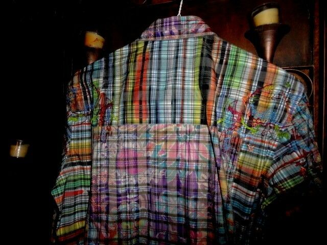 Robert Graham Patchwork Madras Plaid Print Shirt — Medium