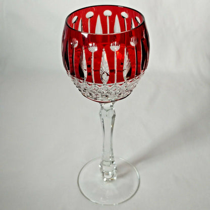 FABERGE XENIA  IMPERIAL RED CASED CUT TO CLEAR CRYSTAL GOBLET | SINGLE
