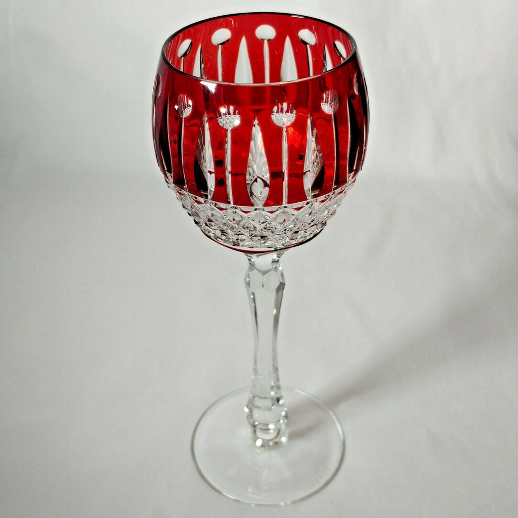 FABERGE XENIA  IMPERIAL RED CASED CUT TO CLEAR CRYSTAL GOBLET | SINGLE
