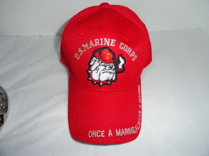 USMC Bulldog Embroidered Baseball Cap & USMC Bulldog Ashtray