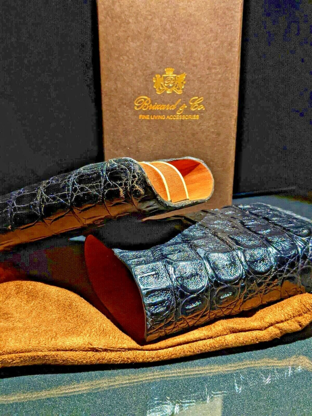 Brizard and Co Black Caiman Genuine Carrying Case
