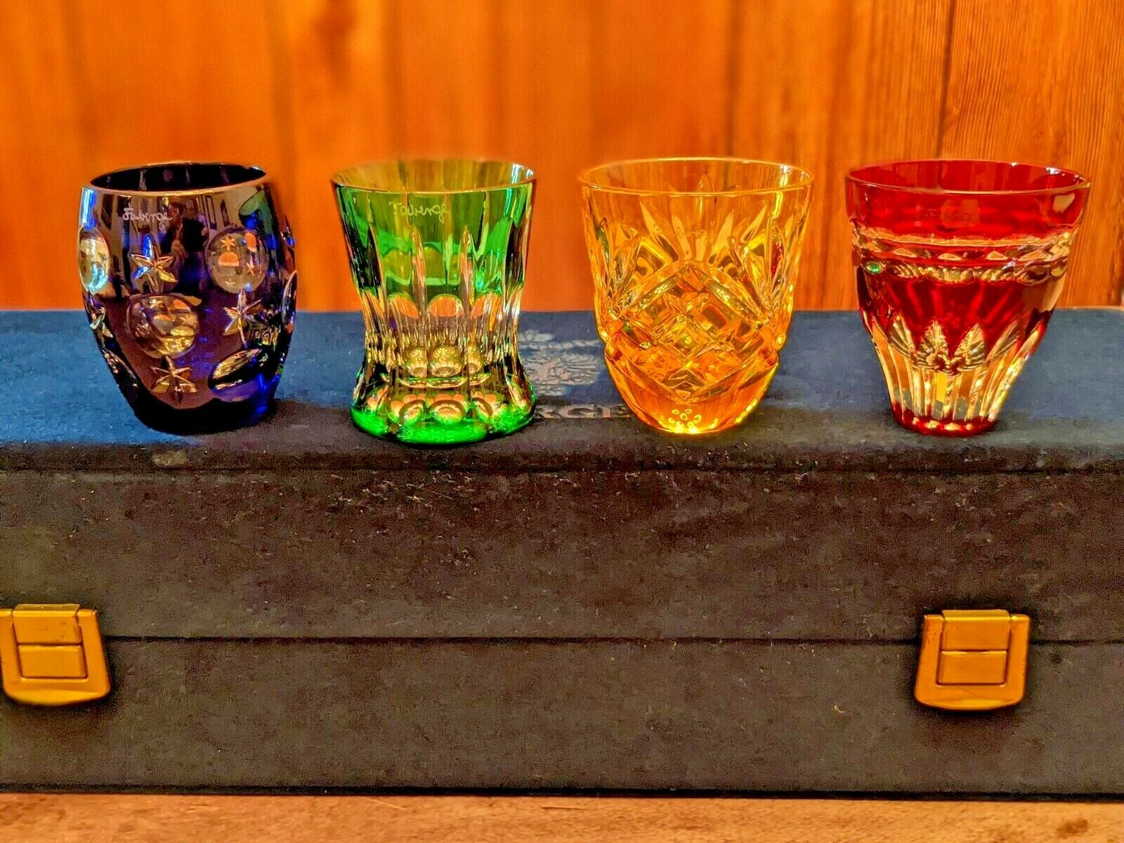 Faberge Colored Crystal Shot Glasses