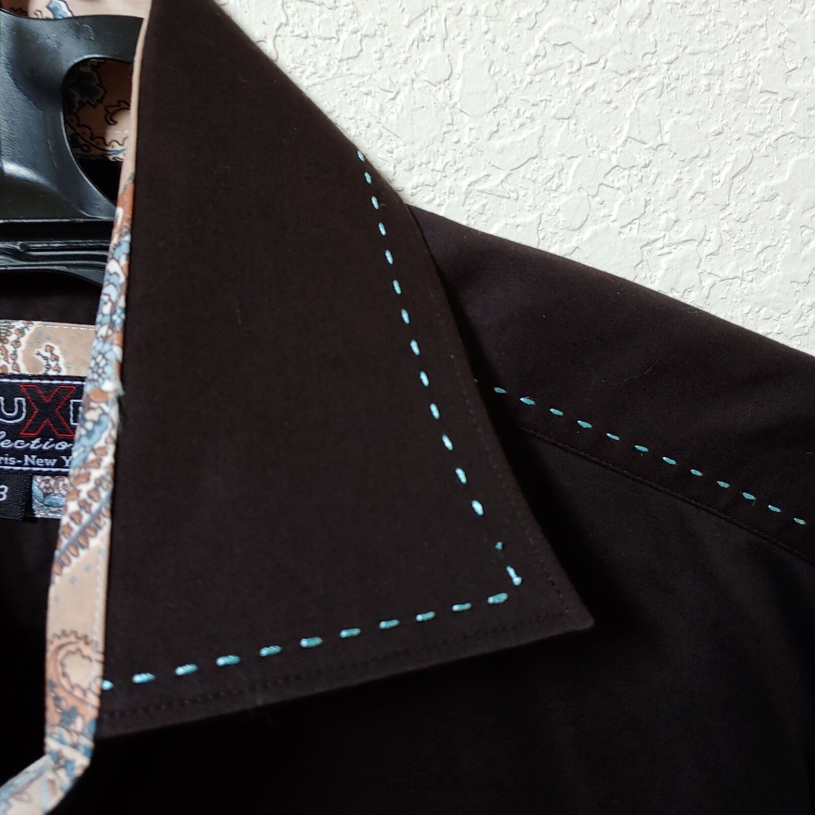 Deluxe Collection | Men's Black long sleeve Button down Casual Shirt | Sz. 3