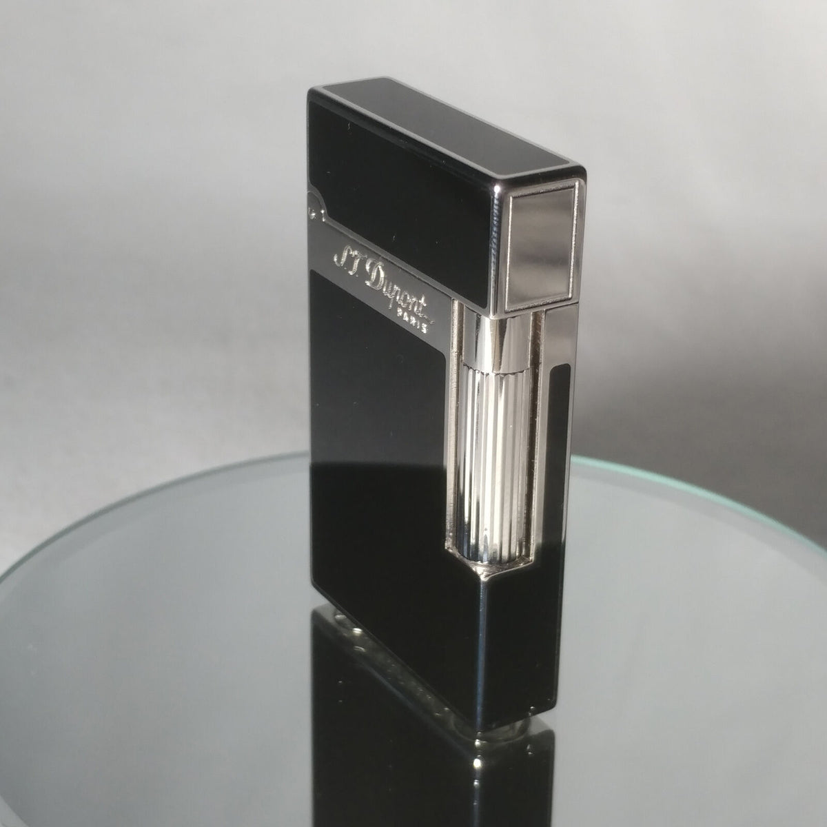 S.T. Dupont Black Chinese Lacquered Palladium Plated Ligne 2 Lighter