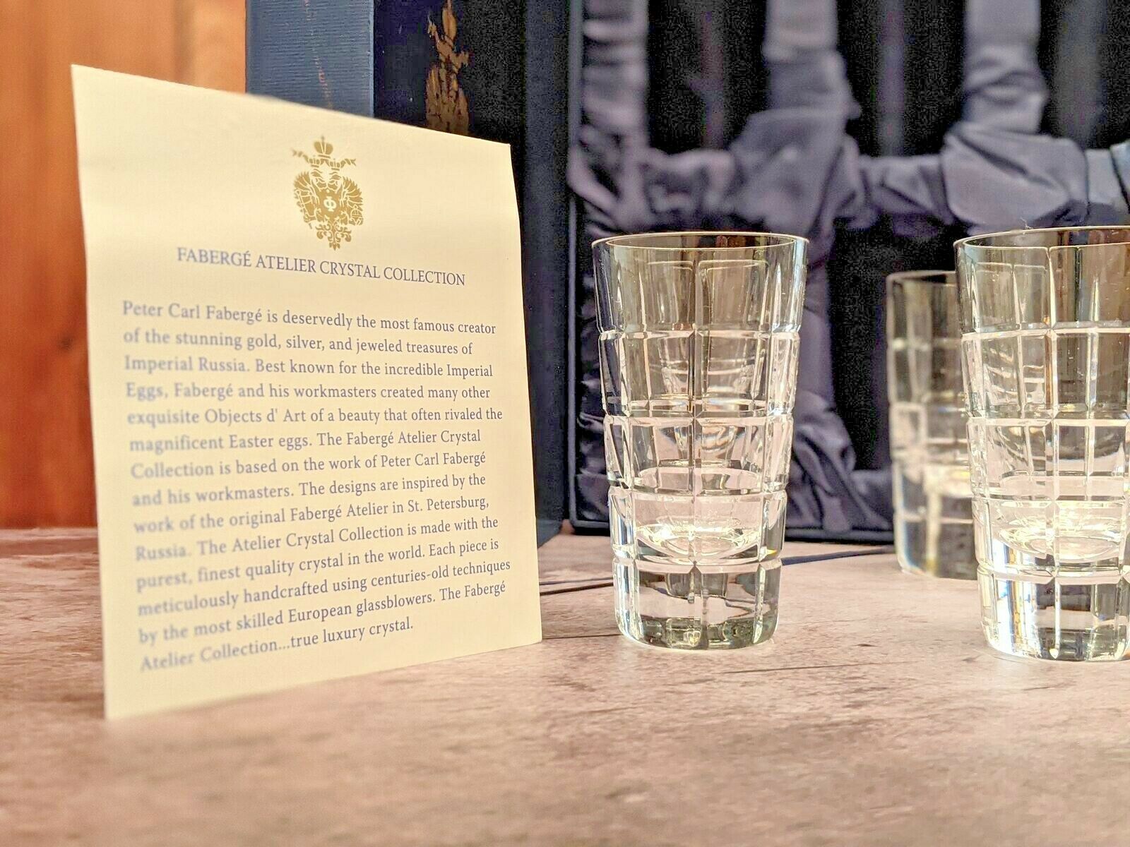Faberge Metropolitan Crystal Shot Glasses set of 6 NIB