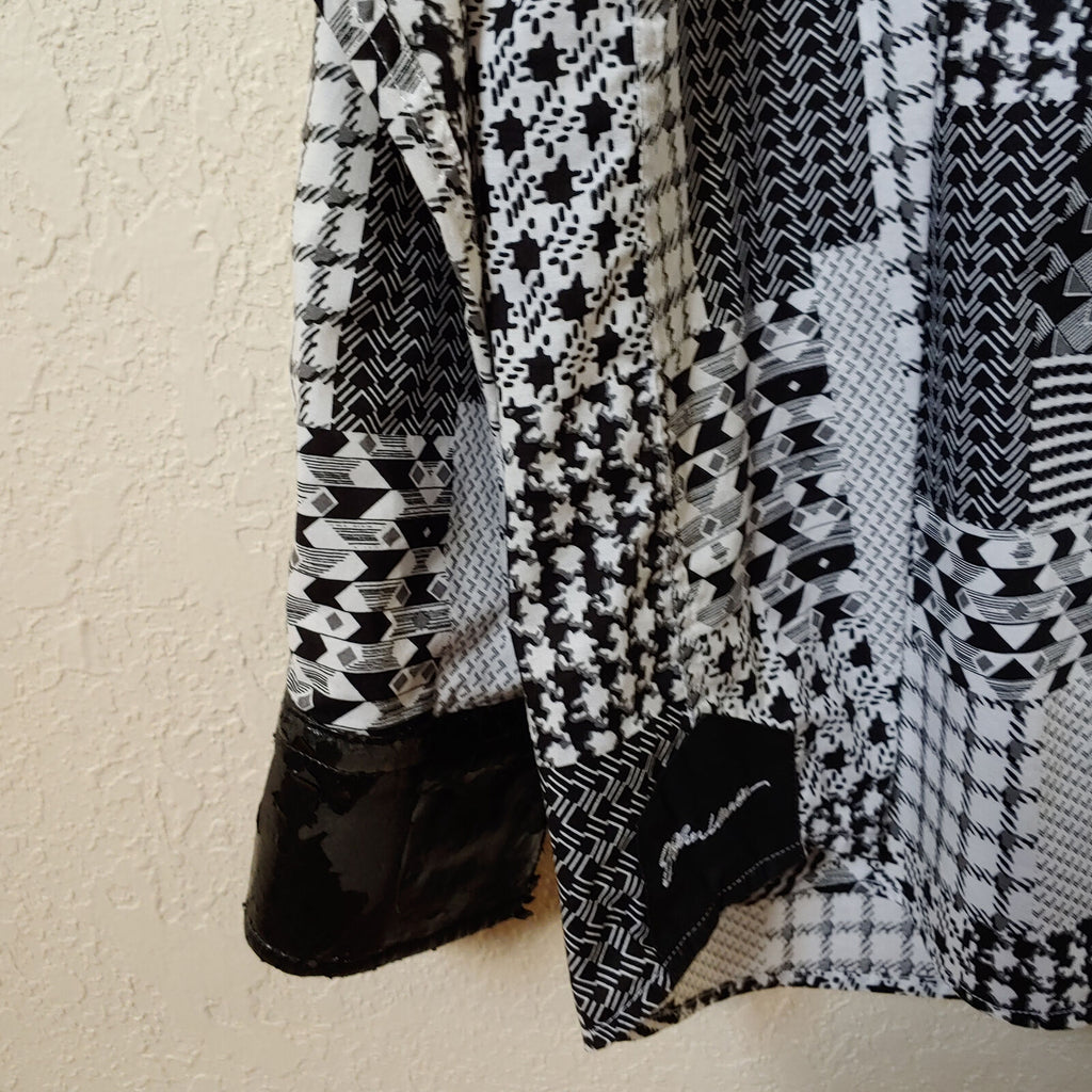 John Lennon | Men's Black and White Patterned Long sleeve Button down  Shirt