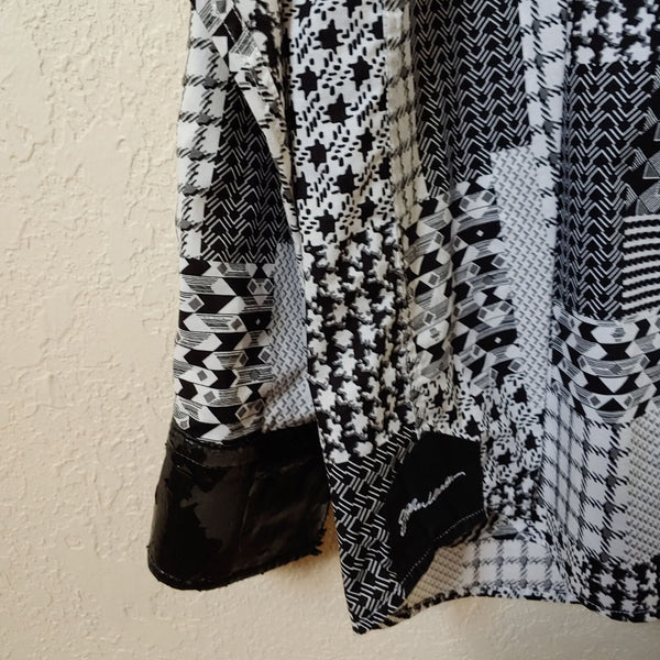 John Lennon | Men's Black and White Patterned Long sleeve Button down  Shirt