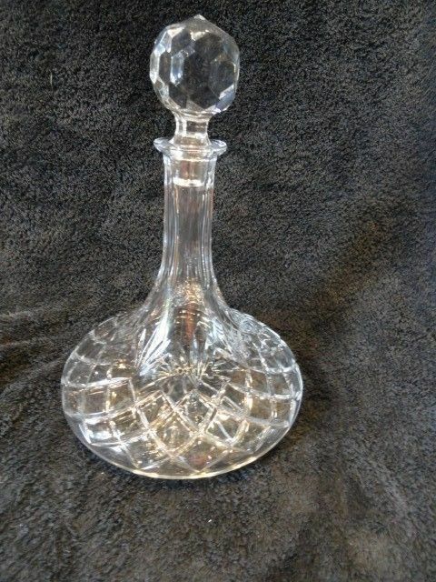 Cut  Crystal 10.5" Ships Decanter with stopper no original box