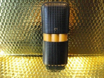 Black & Gold Leather Carrying Case