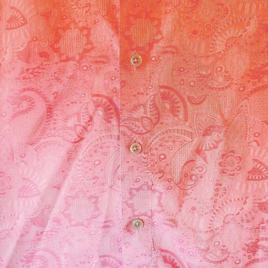 Robert Graham Short Sleeve Pink Floral Printed Sport Shirt Classic Fit - Medium
