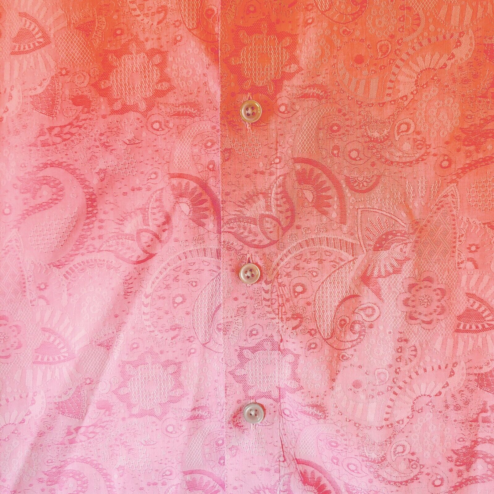 Robert Graham Short Sleeve Pink Floral Printed Sport Shirt Classic Fit - Medium