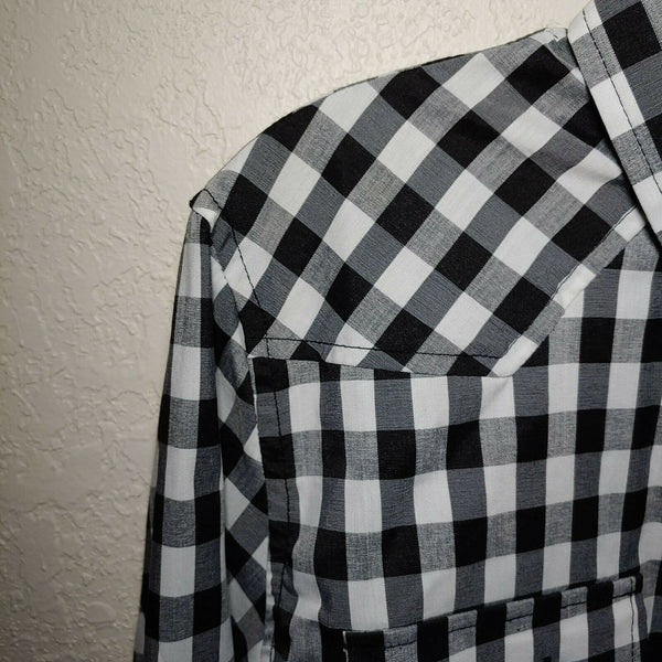 Checkered Black |Men's Large Button-Down Long Sleeve Shirt