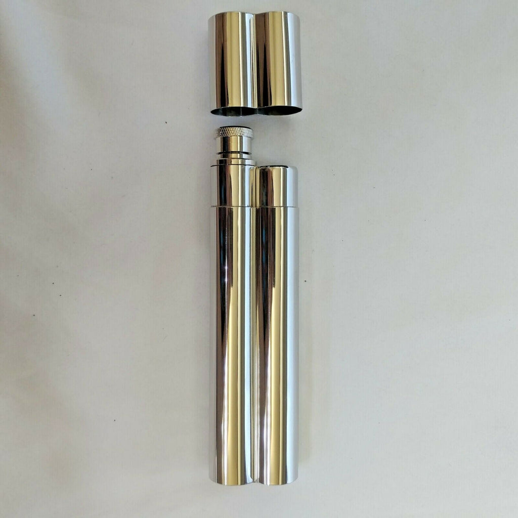 Cigar Travel Humidor and Flask Stainless Steel 18-8