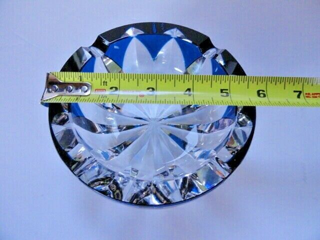 Saint-Louis Crystal Ashtray Sapphire Blue 6" diameter