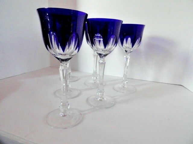 Faberge regency goblets in cobalt  blue crystal