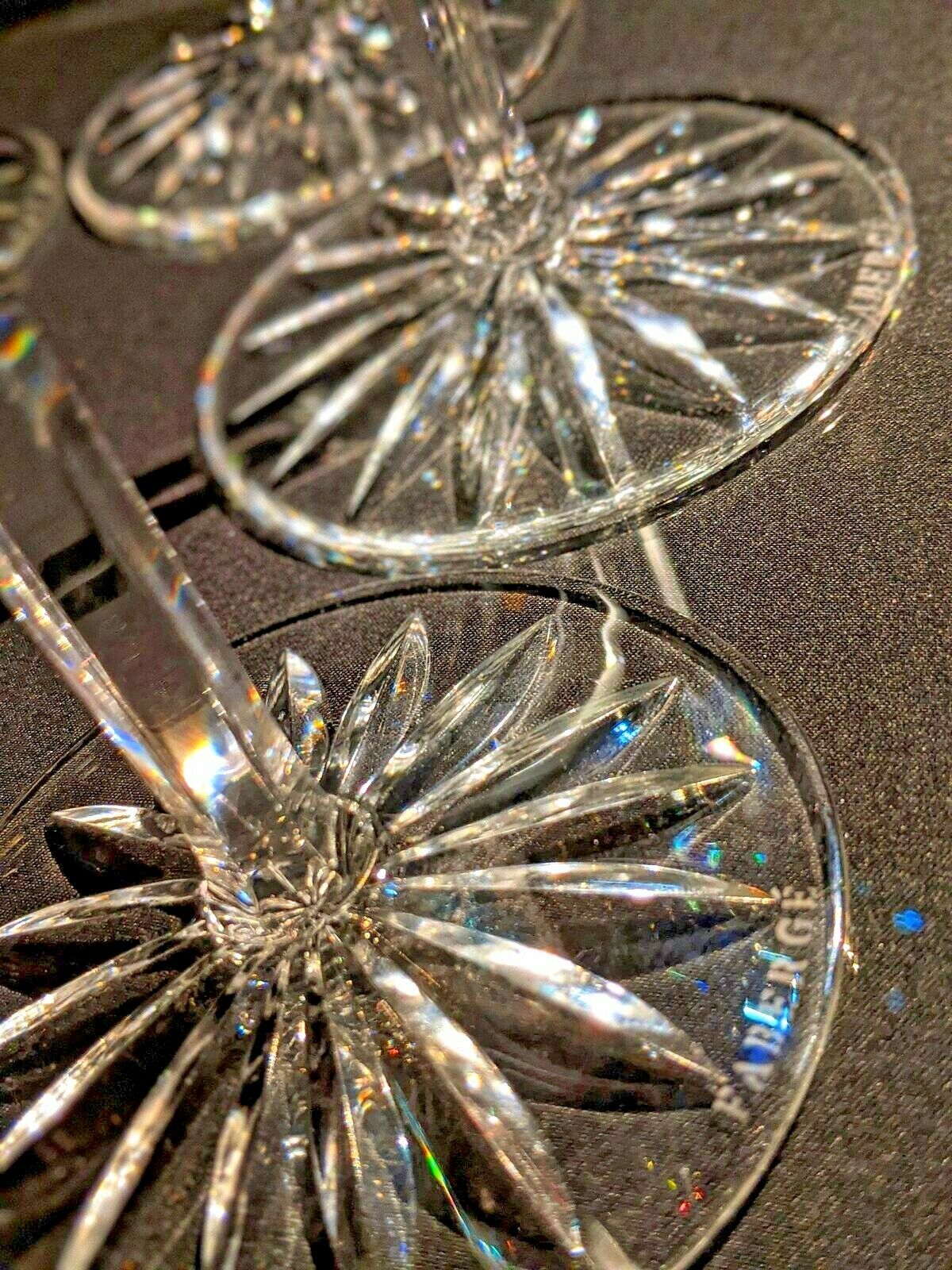 Faberge Colored Crystal Lausanne Hock Glasses. 8 1/2" H x 3 1/4" W