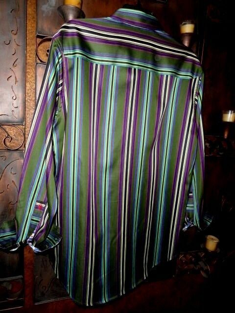 Robert Graham Bold Multi-Stripe Long Sleeve Shirt Size Medium
