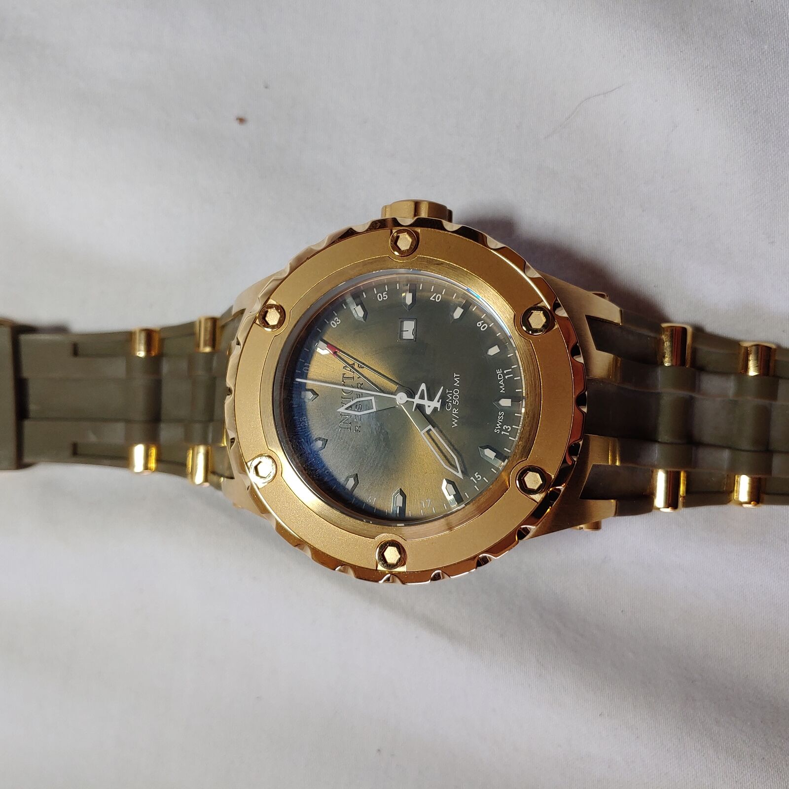 Invicta Men's 12039 Subaqua Reserve GMT Olive Dial Olive Rubber Watch