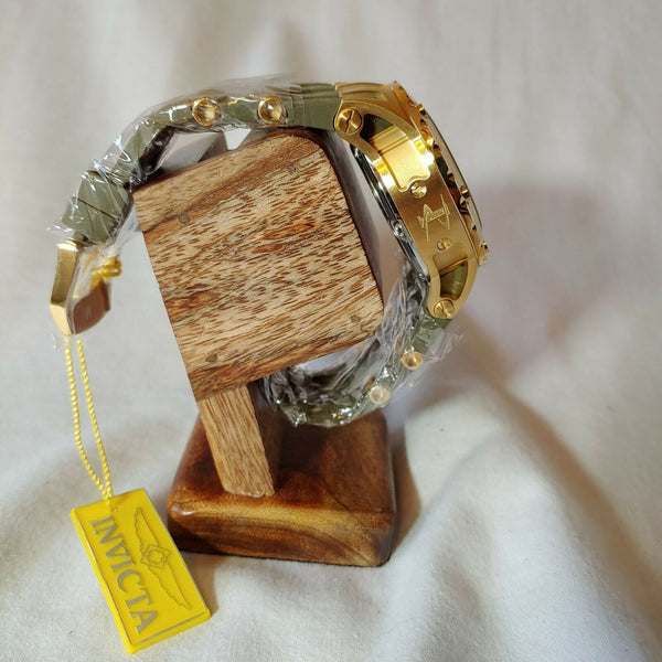 INVICTA SUBAQUA QUARTZ - GOLD CASE W/GOLD OLIVE GREEN TONE STAINLESS STEEL BAND