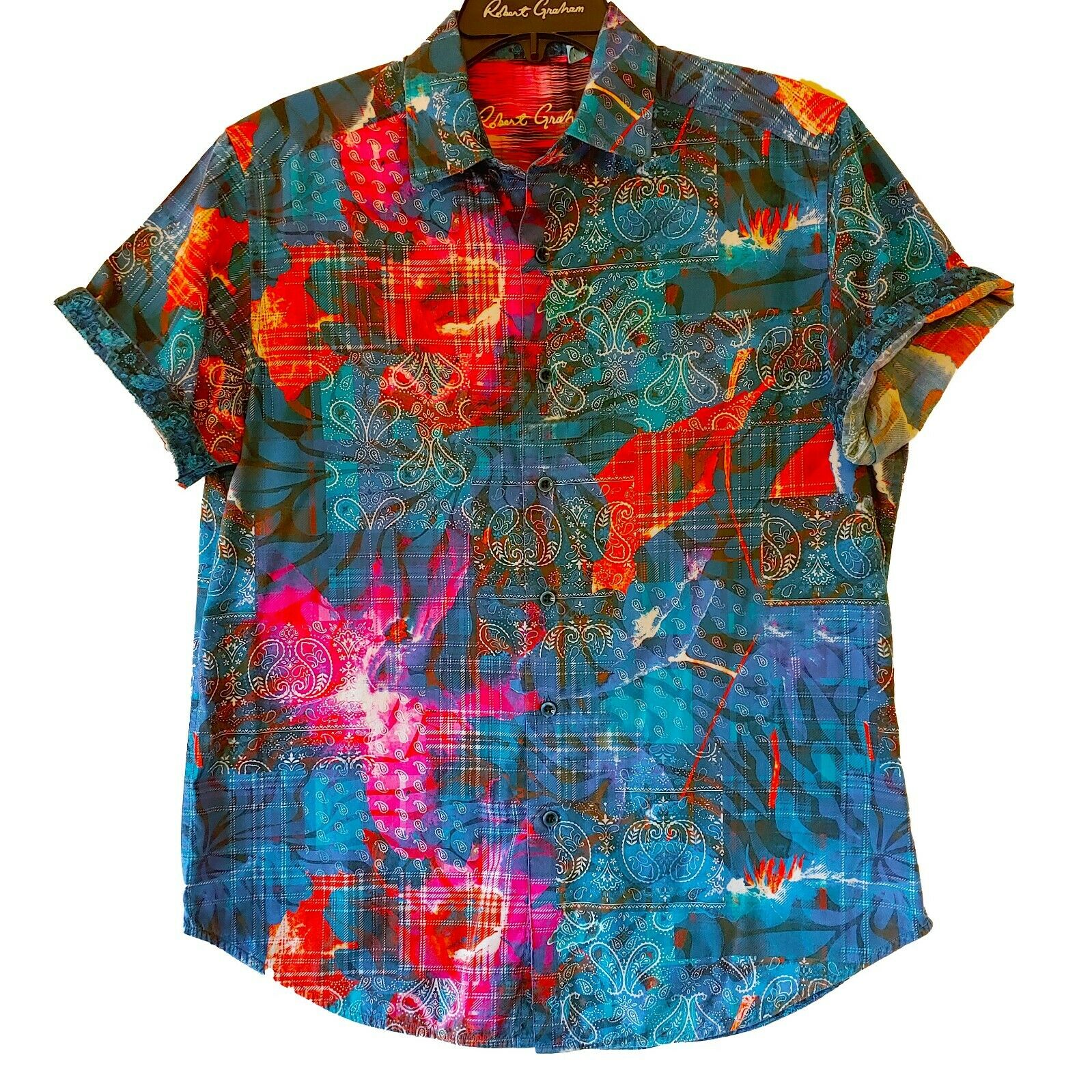 Robert Graham Short Sleeve Printed Sport Shirt Classic Fit - Medium