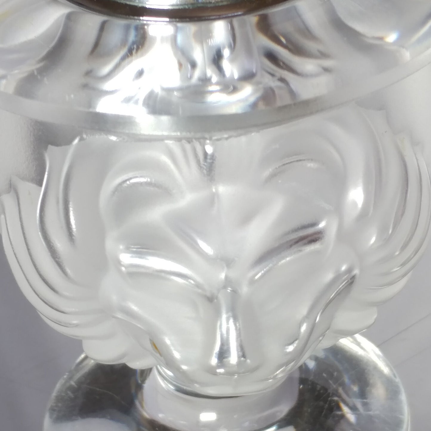 Lalique Crystal Tete De Lion Cigarette Lighter and Match Holder Set
