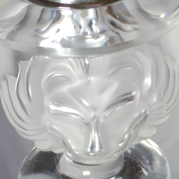 Lalique Crystal Tete De Lion Cigarette Lighter and Match Holder Set