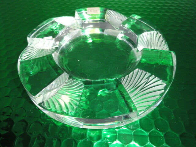 Lalique French Crystal Art Deco Ashtray — Original Sticker