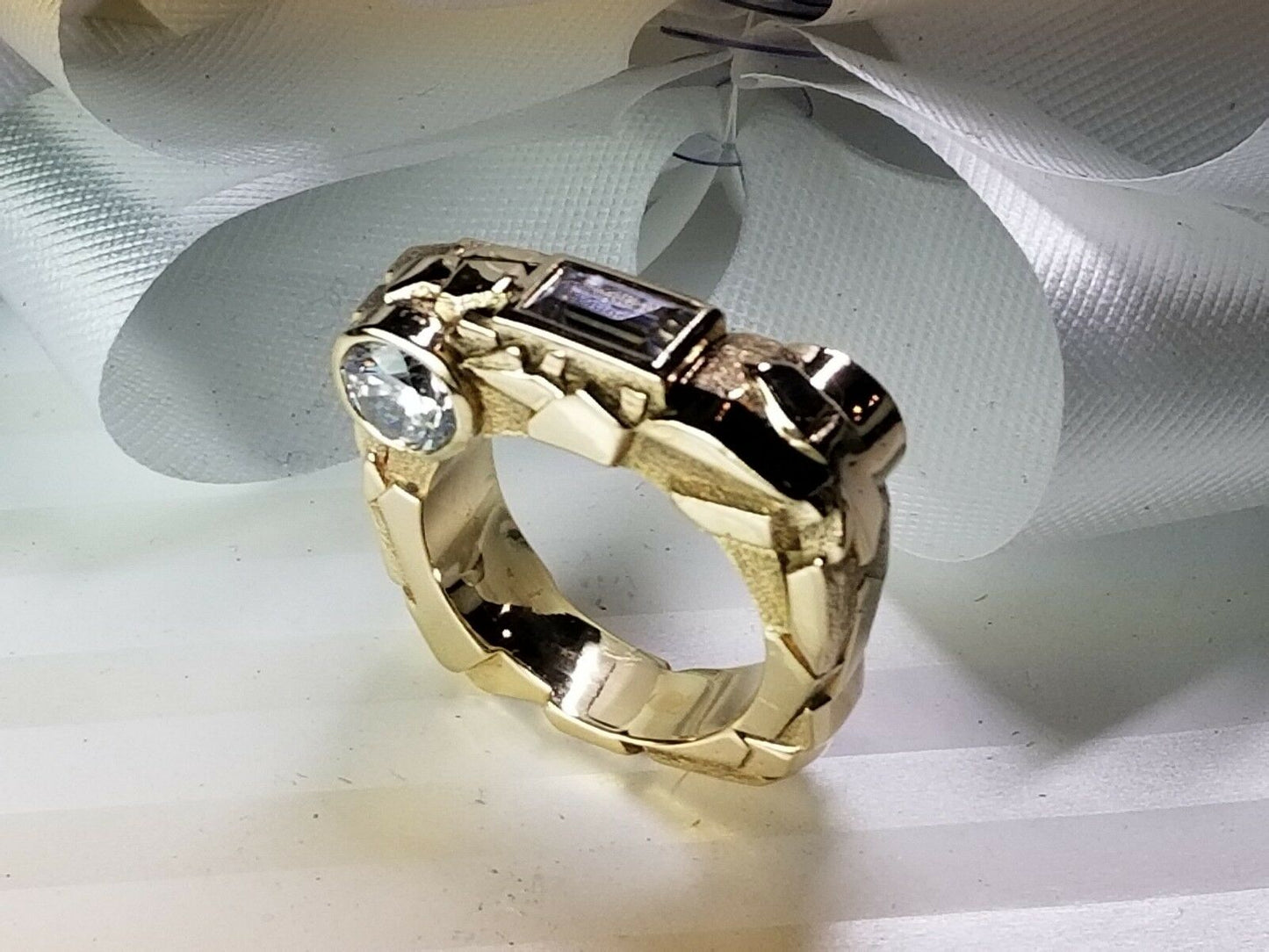 Custom designed 14K Yellow Gold "Rock" Ring