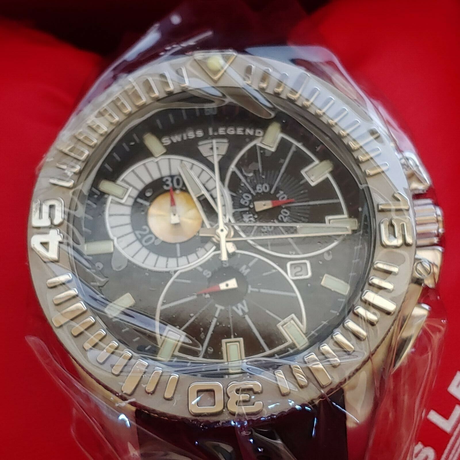 Swiss Legend Men's 'Evolution' Black Silicone Chronograph Watch | SL-10064-01SIL