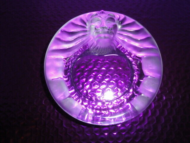 Lalique Crystal Lion's Head Ashtray — Clear & Frosted