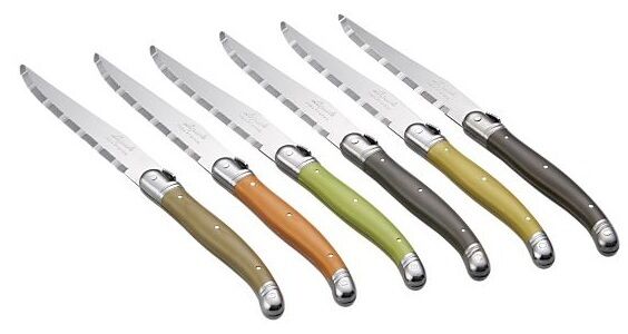 Laguiole Natura 6 Steak Knife Set & Wood Tray
