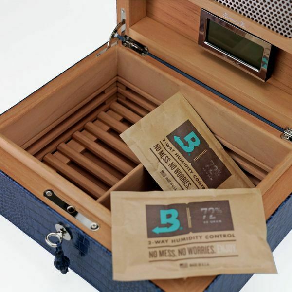 Brizard and Co. - The "Airflow" Cigar Humidor - Indigo Croco Pattern 30/40 Count